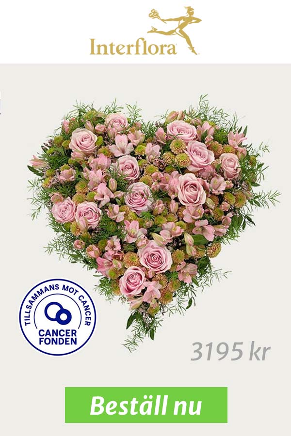 Begravningsdekoration i form av ett hjärta, för Cancerfonden.