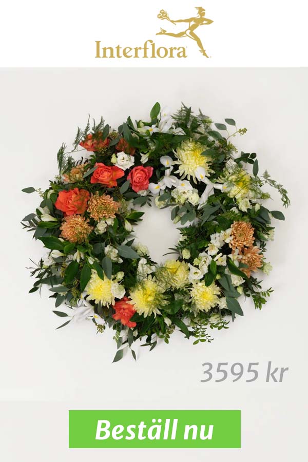Begravningskrans med vackra blommor